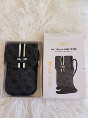 Guess deep blue Monogram Phone Pouch with White Stripe